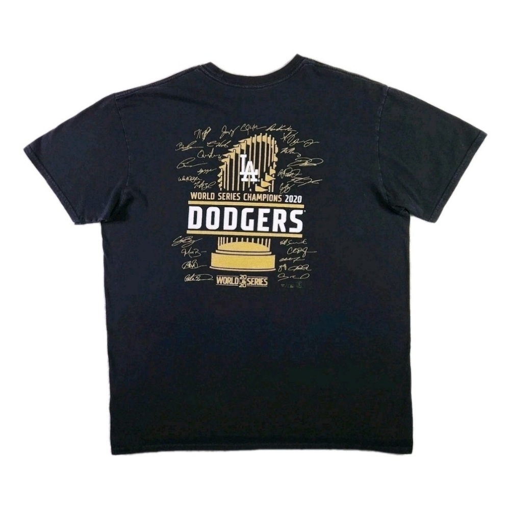 LA Dodgers World Series Shirt XL Black Double Sided MLB Baseball Sportswear Tee